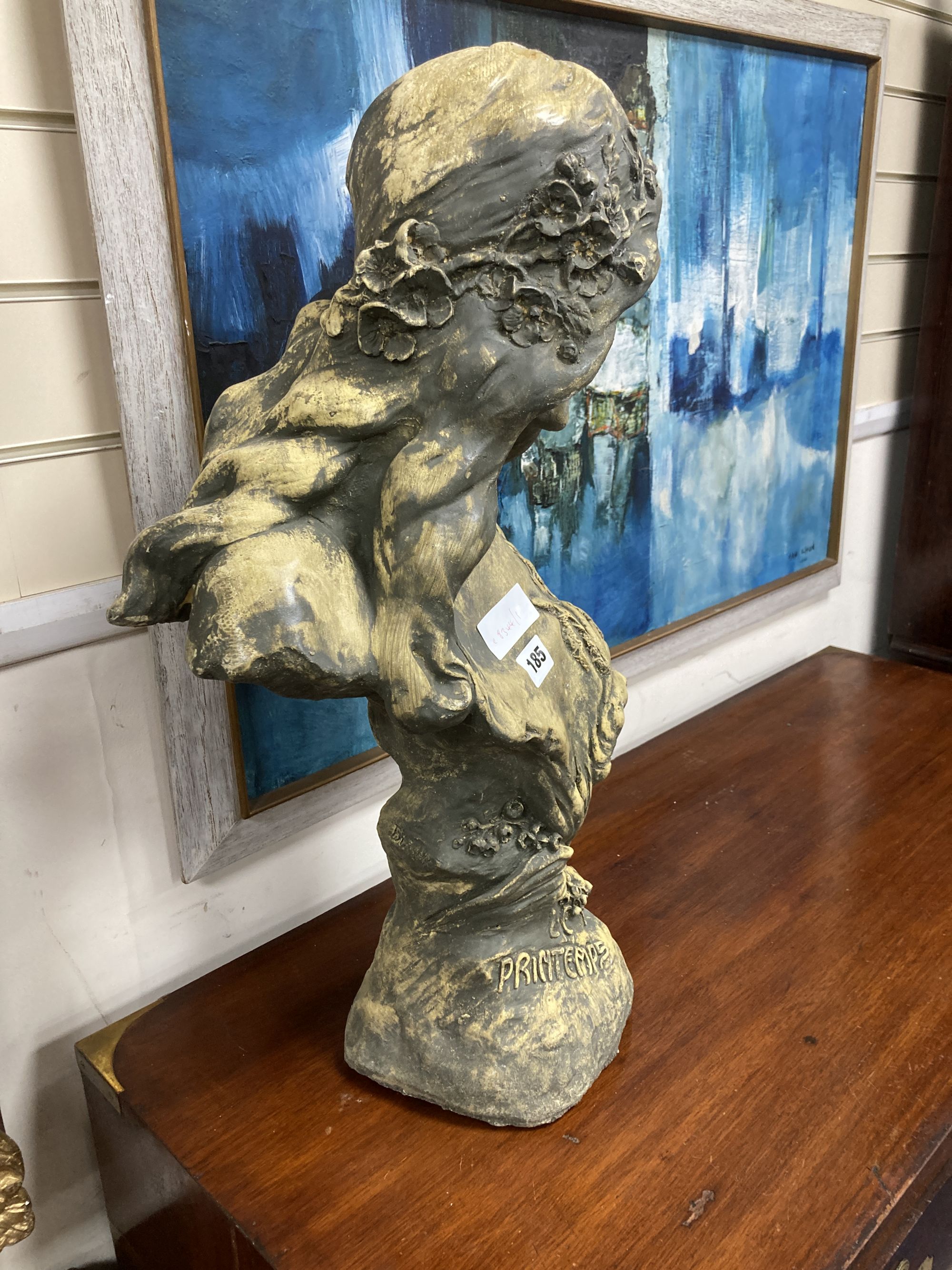 A composition Art Nouveau-style bust Printemps, height 63cm